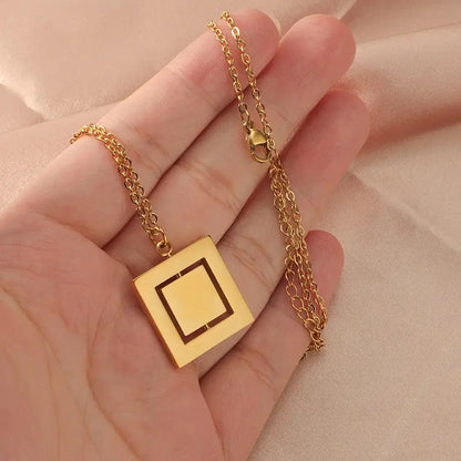 Personalised Rotatable Rectangle Glossy Pendant Necklace