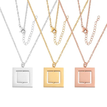 Personalised Rotatable Rectangle Glossy Pendant Necklace