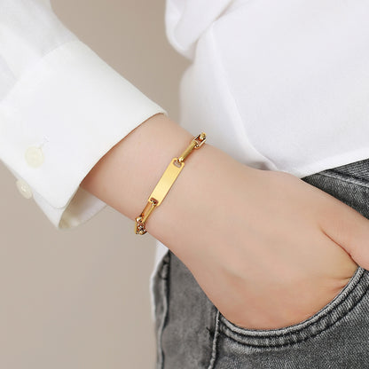 La Bonita Long Link Mixed Chain Bracelet In Gold Plate