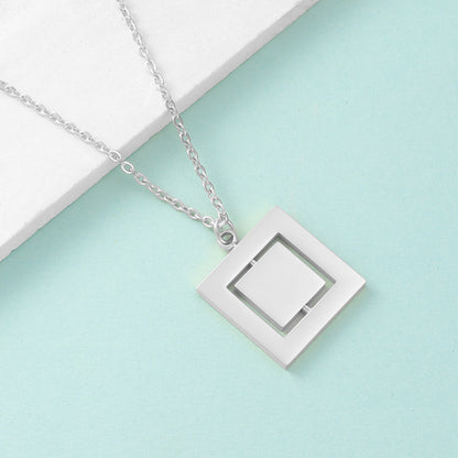 Personalised Rotatable Rectangle Glossy Pendant Necklace